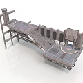 Industrial Platform Structure With Metal Frames Walkway Stairs And Circular Platform