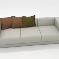 Modern Light Gray Three-seater Sofa with Three Brown and Green Cushions