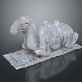 Ancient Reclining Camel Stone Sculpture with Patterned Base and Textured Details 3d model