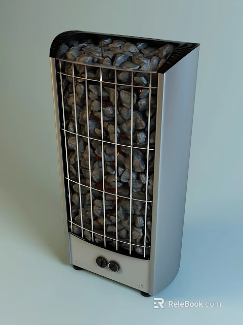 Portable Electric Heater With Grid Design And Stone Elements For Home Use 3d model 