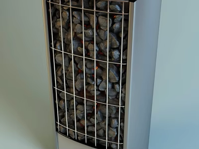 Portable Electric Heater With Grid Design And Stone Elements For Home Use 3d model