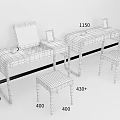 Two Piece Modern Wooden Dresser Set With Mirrors Photo Frames Glass Cups And Gray Stools