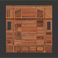 Classic Wooden Bookcase With Arched Side Panels Multiple Shelves And Ladder