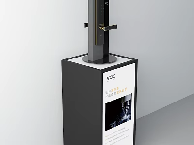 Modern Smart Door Handle With Sleek Black Design On Display Stand 3d model