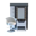 Modern Salon Vanity Setup With Lighted Mirror And Two White Chairs