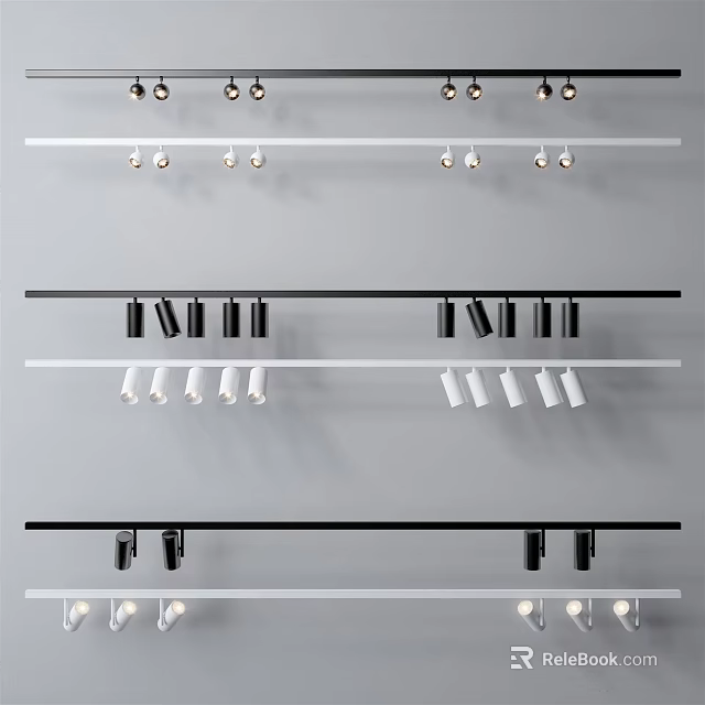Modern Downlights And Spotlights With Black White Design For Interior Lighting 3d model 