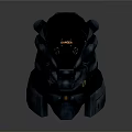 Futuristic Sci Fi Helmet With Metallic Black And Blue Detailed Design
