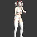 Game Movie Female Character in White Outfit Thigh High Socks and Headpiece 3D Render