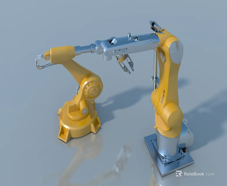 Yellow Swing Door With Silver Mechanical Components And Modern Design Features 3d model 