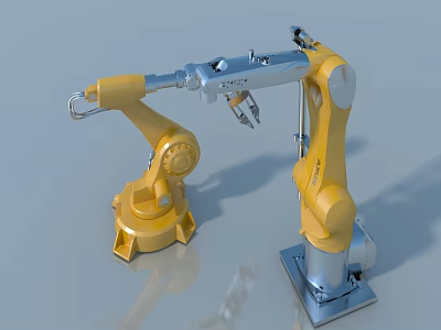 Yellow Swing Door With Silver Mechanical Components And Modern Design Features 3d model