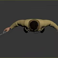 3D Character In Yellow Jumpsuit With Black Cap Headphones And Gun Holding Pose
