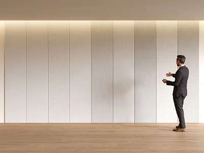 Modern Interior Wall Panels With Light Texture And Wooden Floor Design 3d model