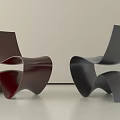 Modern Leisure Chairs With Curved Shape And Red Black Stylish Design
