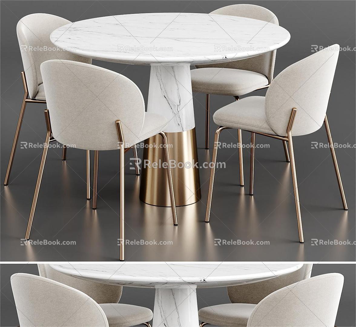 Italian Simple Dining Table and Chair Set model