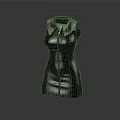 Black Sleeveless Leather Dress With V Neck Fitted Silhouette And Reflective Finish