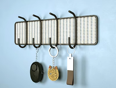 Wall Mounted Metal Grid Design Hooks Organizing Keys Remote and Small Items 3d model