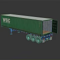 WSIC Green Container Trailer With Open Rear Door And Interior View 3d model
