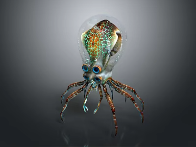 Modern cuttlefish sea monster alien octopus squid 3d model Modern cuttlefish sea monster alien octopus squid 3d model