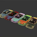 Colorful Toy Cars in Different Colors Arranged in a Row on Dark Surface