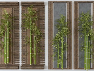 Bamboo wall decoration 3d model