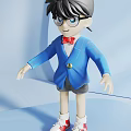 Toy Doll With Glasses Blue Eyes Red Bow Tie Blue Jacket Black Shorts White Shoes