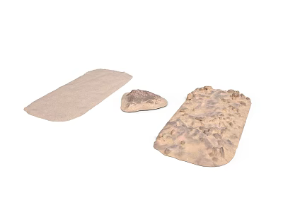 Three Different Shaped Beige Textured Mats With Natural Material For Home Use 3d model