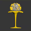 Golden Lotus Shaped Ornament With Transparent Sphere Center And Stand Base