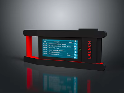 Launch Control Panel With Digital Screen Displaying Menu Options And Red Accents 3d model