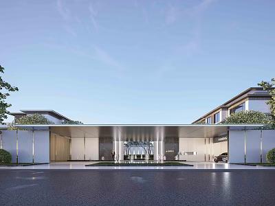 Modern Luxury Entrance Gate Design With White Walls Spacious Layout And Glass Lighting Elements 3d model