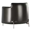 Modern Accent Chair Featuring Gray Fabric Seat And Black Leather Armrests With Metal Legs