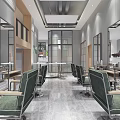 Modern Elegant Beauty Salon Interior With Green Salon Chairs Mirrors And Styling Workstations