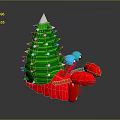 Red Crab With Green Christmas Tree Structure On Back Blue Eyes And White Spiked Top
