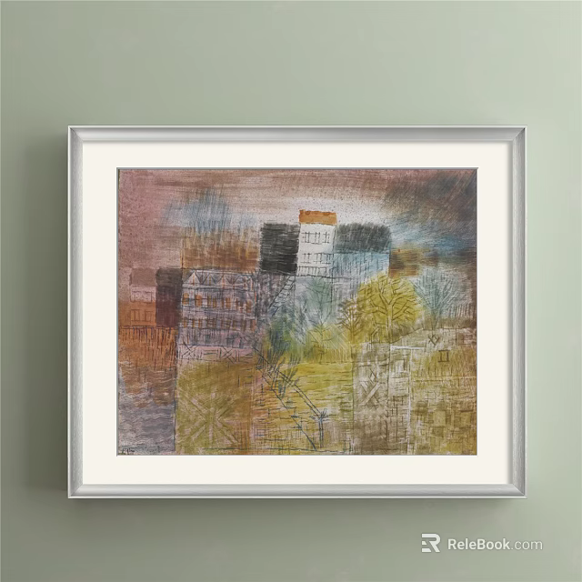 Framed Abstract Painting With Vibrant Colors And Geometric Textured Layers 3d model
