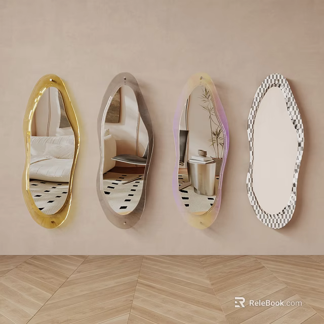 Decorative Wall Mirrors With Various Unique Designs For Home Interior Decoration 3d model 