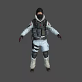 Woman In White Tactical Uniform With Black Protective Gear Gloves And Backpack
