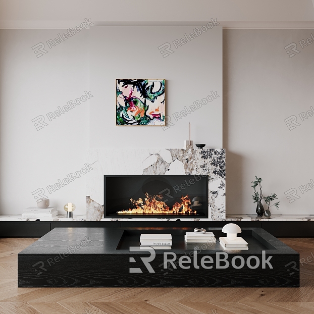 Modern Fireplace Decorative Cabinet Coffee Table Decorative Painting model