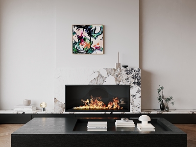 Modern Fireplace Decorative Cabinet Coffee Table Decorative Painting model