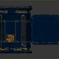 Blue Recycling Bins With Metal Frame And Green Recycle Symbol