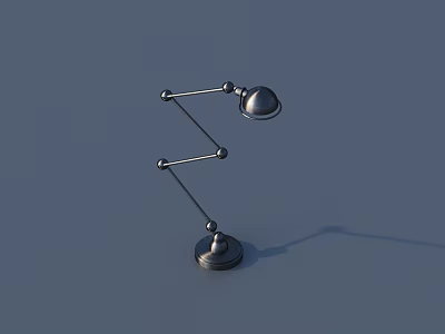 Silver Adjustable Arm Desk Lamp With Modern Metal Design And Sleek Base 3d model