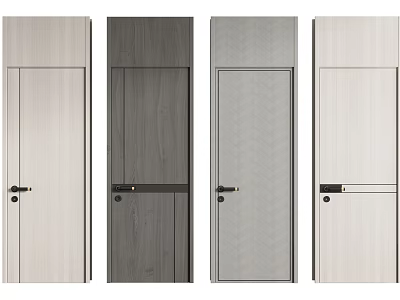 Modern Interior Hinged Doors With Various Wood Grain Styles And Color Options 3d model