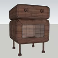 Wooden Storage Cabinet With Two Drawers And Glass Panel Door On Legs