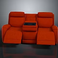 Orange Two Seat Reclining Sofa With Center Console And Comfortable Seats 3d model