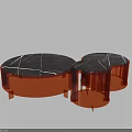 Modern Coffee Tables with Transparent Amber Bases and Marble Tops Featuring White Veins