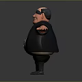 Cartoon Style Game Film Characters Tall Obese And Small Figures In Black Suits Arms Outstretched