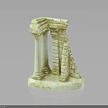 Ancient Architectural Scene Component Model With Classical Columns And Brick Wall Structure 3d model
