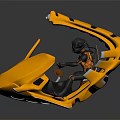 Futuristic Yellow Space Vehicle With Open Cockpit And Astronaut Figure