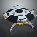 Smart Machine Featuring Circular Structure Black Top White Base Yellow Connecting Parts And Support Legs