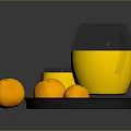 Fresh Orange Juice in Glass Pitcher and Cup with Oranges on Tray