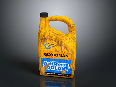 Yellow GLYCOMAN Antifreeze Coolant Liquid in Plastic Bottle with Black Cap 3d model