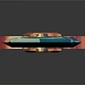 Fantasy Decorative Sword With Turquoise Blade Orange Ornate Hilt And Intricate Patterns